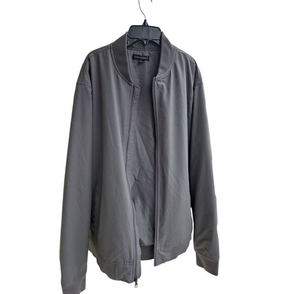 Banana Republic Gray Bomber Jacket Mens Sz XL Full Zip Nylon Casual Streetwaer - Picture 3 of 5